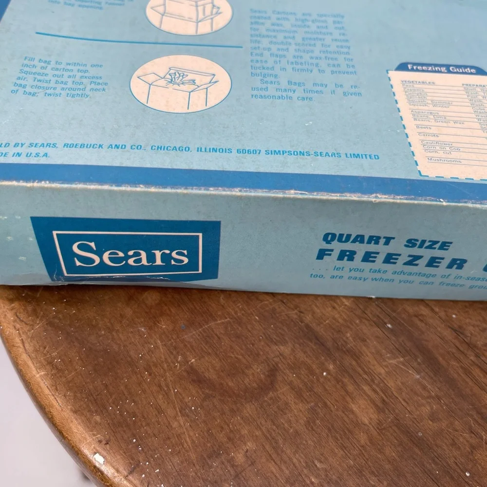 Vintage Sears Blue Freezer Cartons and Liner Bags